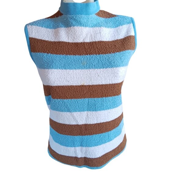 Vintage Women's S/M Handmade Top Sleeveless Mod 1960's Striped Garage Band 1of1 - Picture 3 of 8
